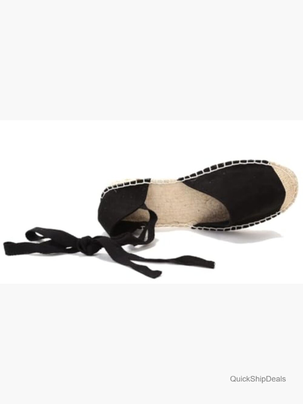 Faux Suede Cap-Toe Lace-Up Ankle Strap Espadrille Flat Sandals - Picture 4 of 7